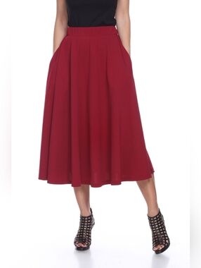 White Mark Red A Line Midi Skirt Size 1XL